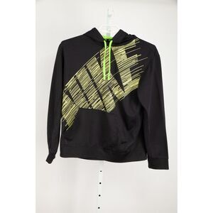 Nike Sweatshirt Sweater Mens Medium Black Yellow Hooded ThermaFit Pocket